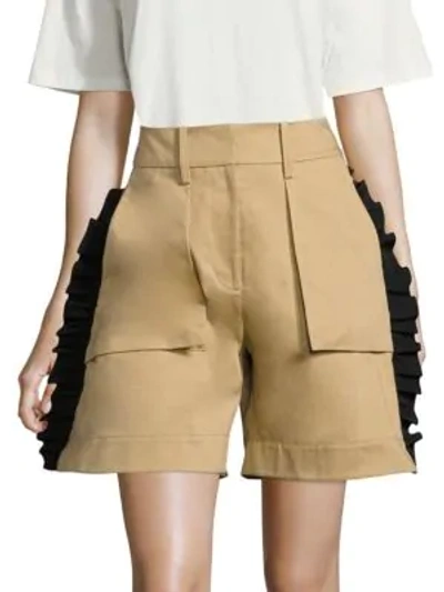 Shop Public School Mousa Twill Cotton Shorts In Curry