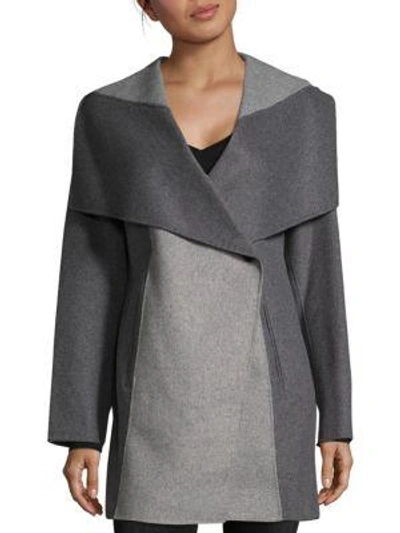 Shop Diane Von Furstenberg Classic Wrap Coat In Medium Grey