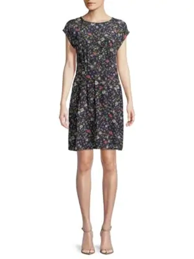 Shop Rebecca Taylor Floral-print Silk Dress In Blackberry