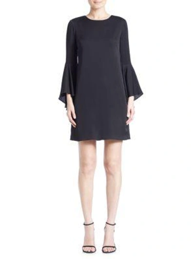 Shop Milly Flared Bell Sleeve Dress In Black