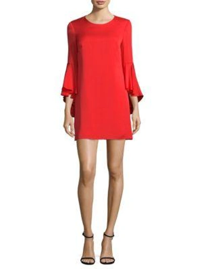 Shop Milly Bell Sleeve Shift Dress In Flame