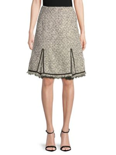 Shop Giambattista Valli Tweed Slit Skirt In Ivory