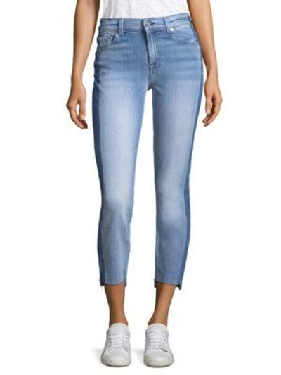 Shop 7 For All Mankind Roxanne Cropped Step Hem Jeans In Blue