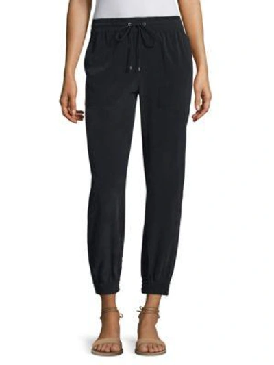 Shop Theory Cortlandt Silk Jogger Trousers In Concord