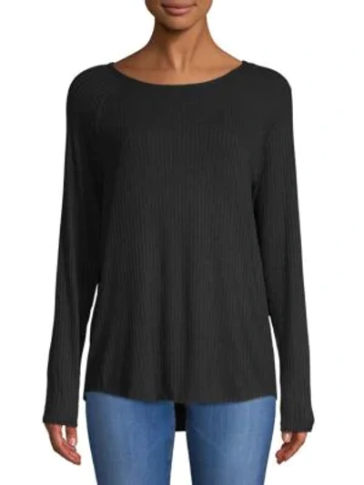 Shop Ppla Long-sleeve Ribbed Top In Black