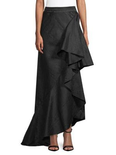 Shop Lanvin Textured Ruffled Skirt In Noir