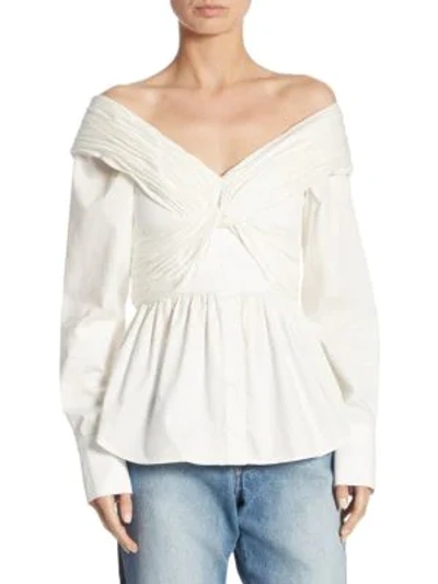 Shop Johanna Ortiz Jandra Cotton Off-the-shoulder Top In Off White