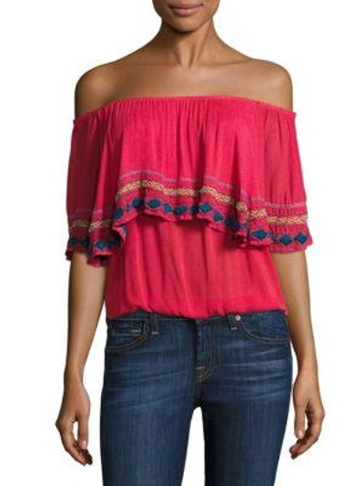 Shop Piper Byron Off-the-shoulder Top In Raspberry