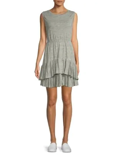 Shop Rebecca Taylor Heathered Linen Mini Dress In Grey Melan