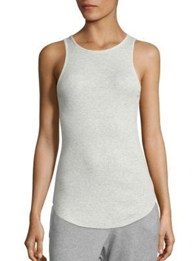 Shop Vince Rib-knit Tank Top In Heather White