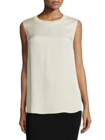 Shop Vince Ribbed Sleeveless Silk Tank In Bleached