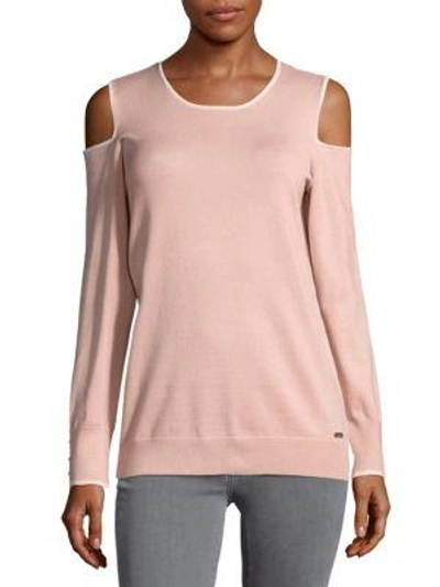 Shop Calvin Klein Cold-shoulder Top In Blush
