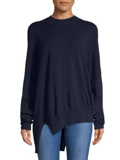 Shop Jil Sander Asymmetrical Cashmere Sweater In Navy