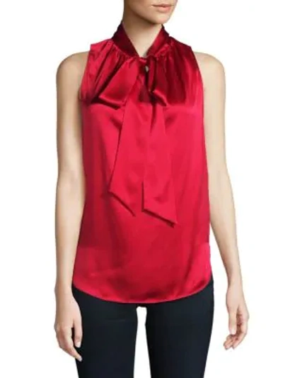 Shop Helmut Lang Bow Silk Top In Rouge