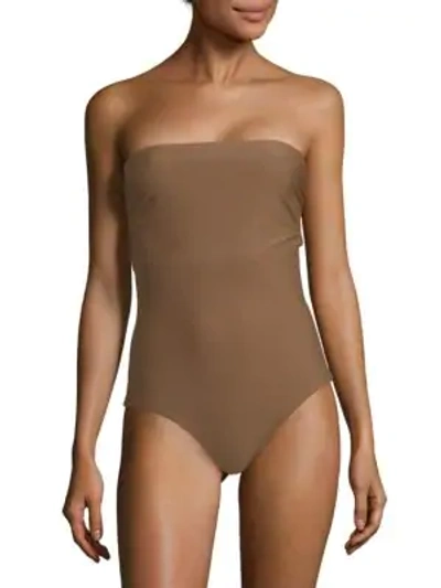 Shop 6 Shore Road One-piece Straight Across Swimsuit In Sand Taupe