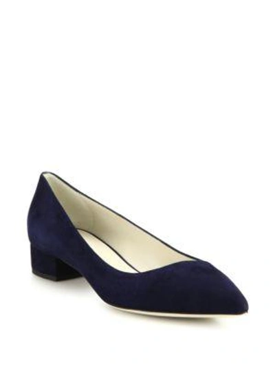 Shop Giorgio Armani Asymmetrical Suede Pointe-toe Flats In Smoke