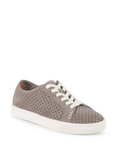 Shop Soludos Perforated Lace-up Sneakers In Dove Grey