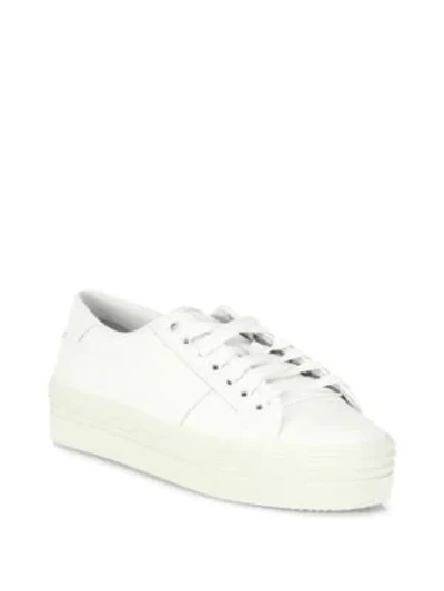 Shop Saint Laurent Court Classic Leather Flatform Sneakers In Off White