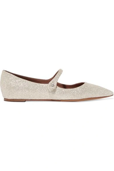 Shop Tabitha Simmons Hermione Glittered Leather Point-toe Flats In Gold