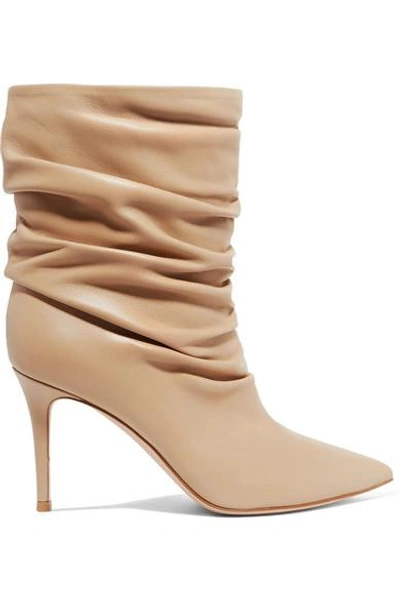 Shop Gianvito Rossi Cecile 85 Leather Ankle Boots In Beige