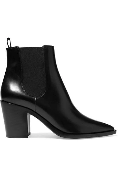 Shop Gianvito Rossi 70 Leather Chelsea Boot In Black