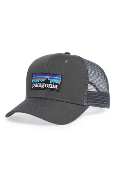 Shop Patagonia P-6 Logo Trucker Hat - Grey In Forge Grey