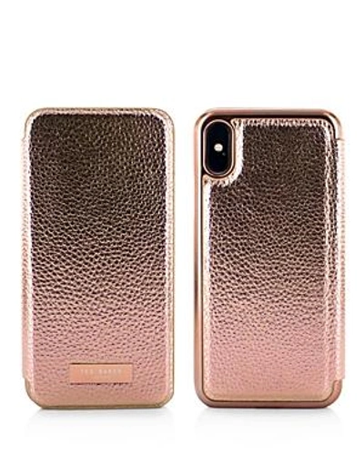 Shop Ted Baker Fenela Mirror Folio Iphone X Case In Gold