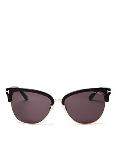 Shop Tom Ford Women's Fany Cat Eye Sunglasses, 59mm In Black/black