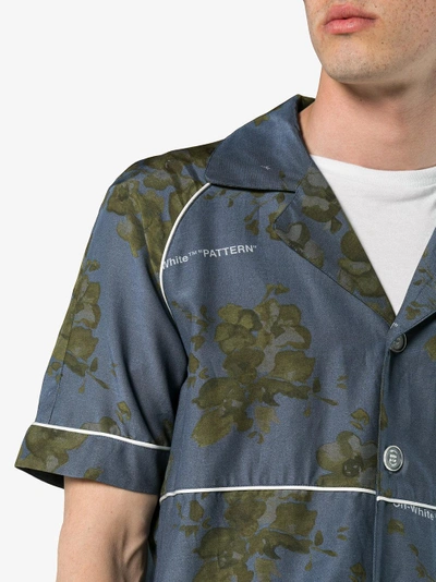 Shop Off-white X Browns Floral Print Cotton Shirt With Piping In Blue
