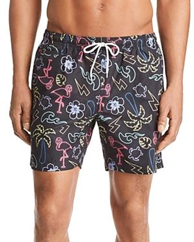 Shop Trunks Surf & Swim Co. Neon Glow Swim Trunks In Black Multi