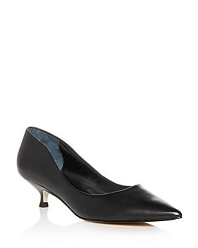 Shop Marc Fisher Ltd Women's Xanthe Leather Kitten Heel Pumps In Black