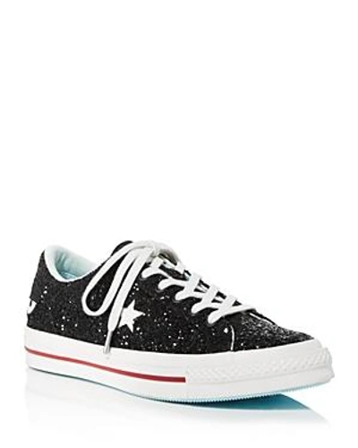 Shop Converse Women's One Star Ox X Chiara Ferragni Glitter Sneakers In Black/glacier Blue