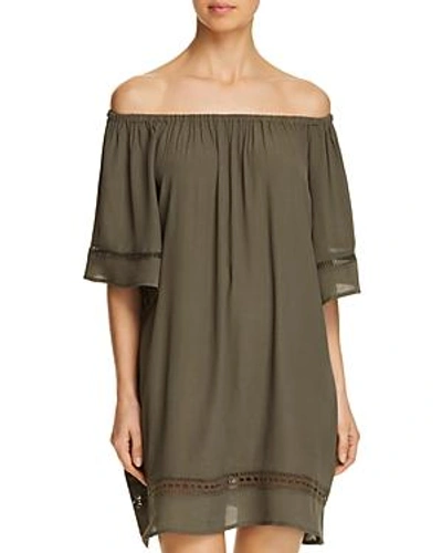 Shop Muche Et Muchette City Wide Short-sleeve Dress Swim Cover-up In Army Green