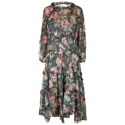 Shop Zimmermann Iris Floral-print Silk Chiffon Dress In Grey