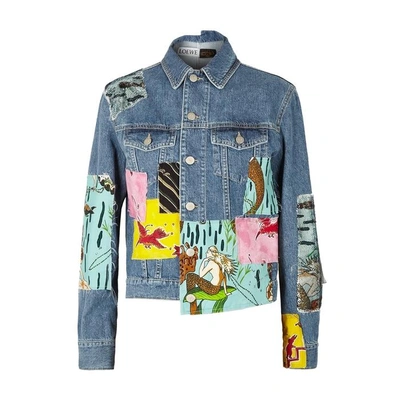 Shop Loewe X Paula Ibiza Patchwork Denim Jacket In Multicoloured