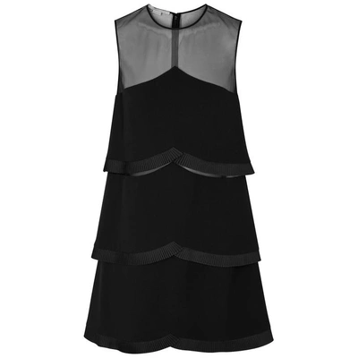 Shop Stella Mccartney Black Pleated-trimmed Cady Dress