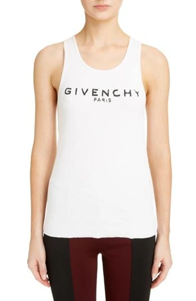 Shop Givenchy Logo Ribbed Tank Top In White