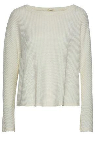 Shop Monrow Waffle-knit Sweater In Ivory