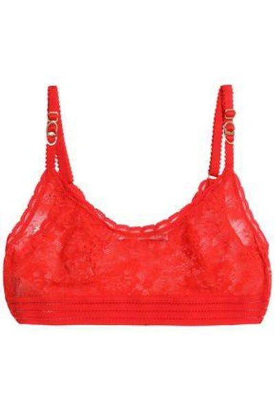 Shop Stella Mccartney Woman Stretch-lace Soft-cup Bra Tomato Red