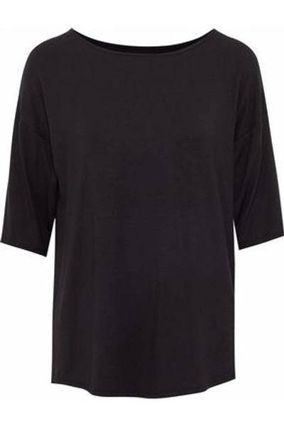 Shop Dkny Woman Stretch Modal-jersey Pajama Top Black