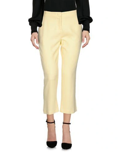 Shop Pinko Cropped Pants & Culottes In Yellow