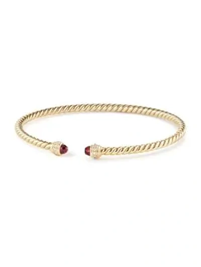 Shop David Yurman Women's Cable Spira 18k Yellow Gold & Diamond Bracelet In Garnet