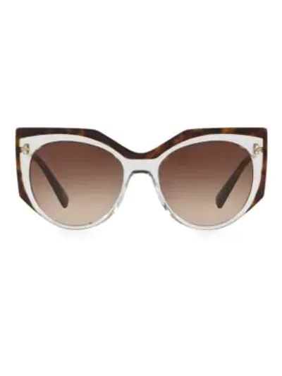 Shop Valentino Grad 53mm Cat-eye Sunglasses In Havana