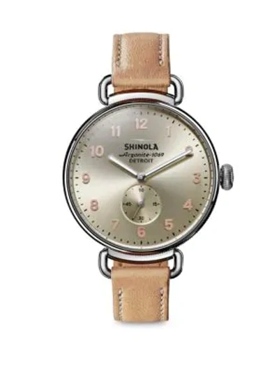 Shop Shinola Stainless Steel & Alligator Strap Watch In Brown