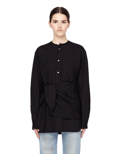 Shop Y's Black Collarless Cotton Shirt