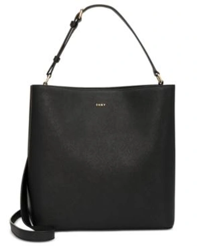 Shop Dkny Samara Small North South Bucket Bag, Created For Macy's In Black/gold