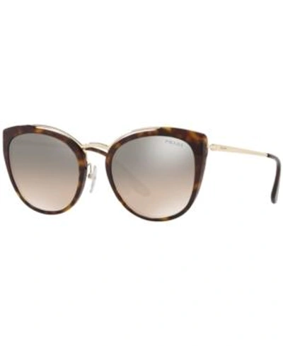 Shop Prada Sunglasses, Pr 20us 54 In Pale Gold/havana/brown Grad Grey Mirror Silver