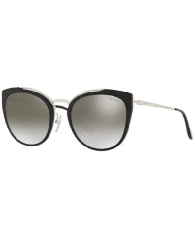 Shop Prada Sunglasses, Pr 20us 54 In Silver/black/ivory/gradient Grey Mirror Silver