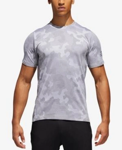 Shop Adidas Originals Adidas Men's Hype Climalite Camo-print T-shirt In Grey White
