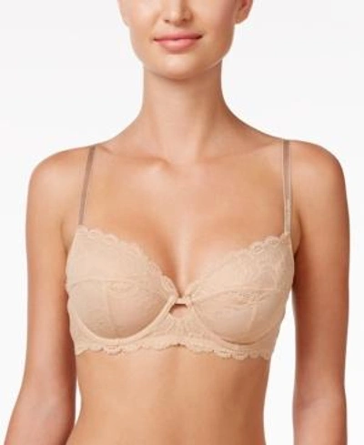Shop Calvin Klein Seductive Comfort With Lace Full Coverage Bra Qf1741 In Grey Sand